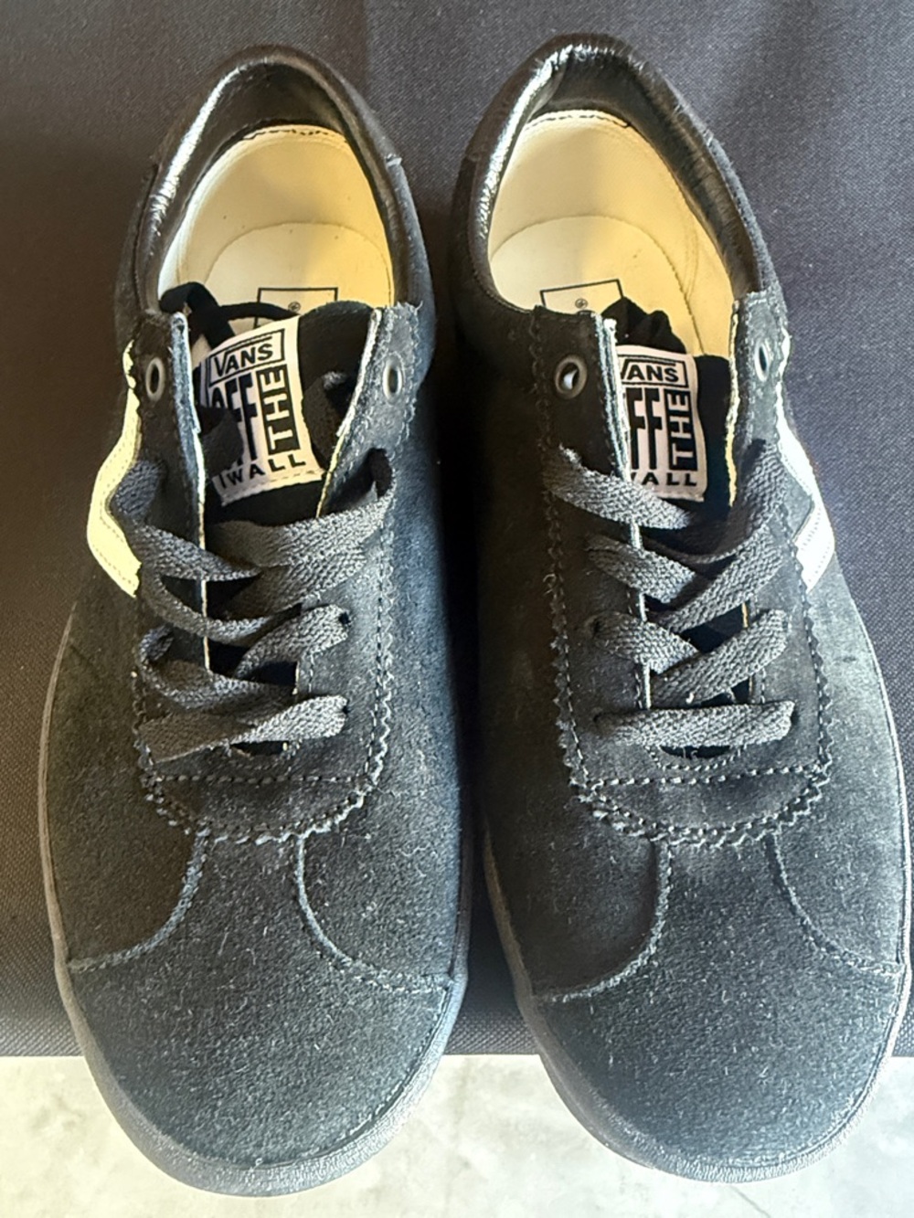 Vans Men’s Black Suede Low-Top Sneakers with White Stripe